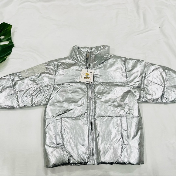 STYLE KIDS| Toddler Unisex Girls Boys Metallic Silver Puffer Jacket 7-9Y NWT - Picture 5 of 9